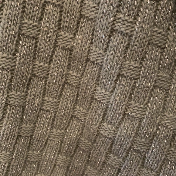 VINTAGE 80s Metallic Silver Basket Weave Woven Sweater - Picture 6 of 9